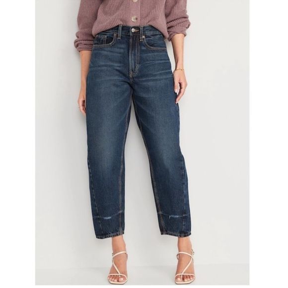 Old Navy Extra High-Waisted Non-Stretch Balloon Jeans NEW Size 6 - Picture 2 of 7